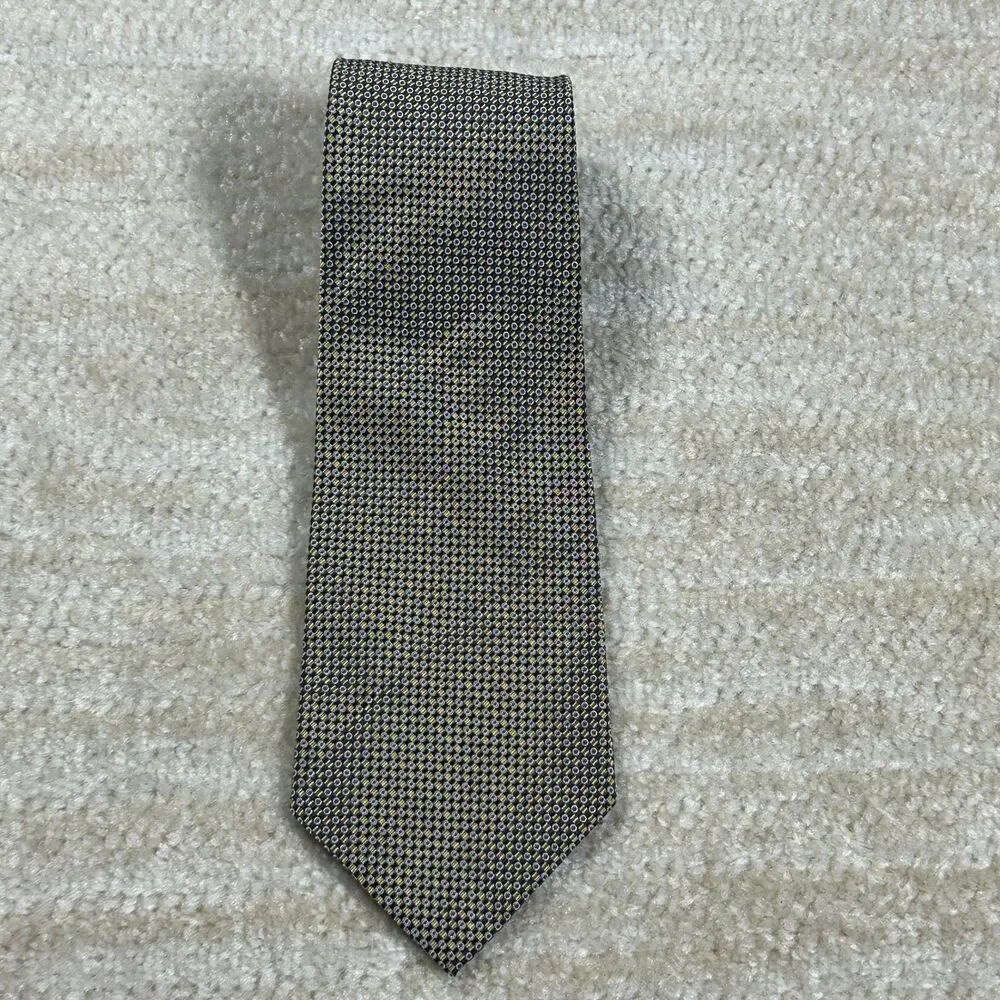 Ralph Lauren LRL Tie Mens Navy Gold Geometric Silk Classic RL Hand Finished